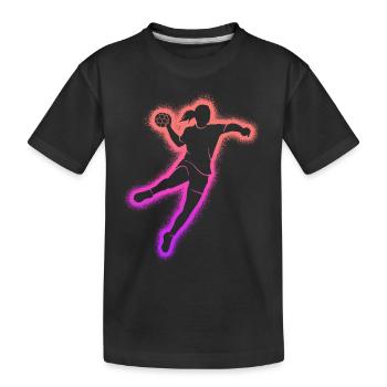 Handball Handballspieler Mädchen Handballerin - Kinder Premium Bio T-Shirt - Schwarz - Vorne