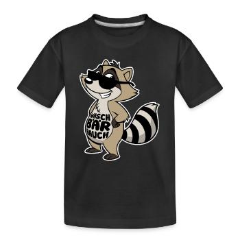 Waschbär Bauch - Waschbrett Bauch Sport Geschenk - Kinder Premium Bio T-Shirt - Schwarz - Vorne