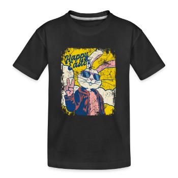 Happy Easter - Cool Easter Bunny - Easter Egg - Kids' Premium Organic T-Shirt - black - Front