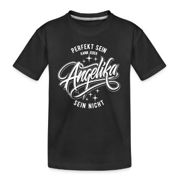 Vornamen Angelika - Namenstag - Geschenk - Kinder Premium Bio T-Shirt - Schwarz - Vorne