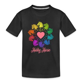 Cheval de loisir - Cheval de loisir - Equitation - Arc-en-ciel - T-shirt bio Premium Enfant - noir - Devant