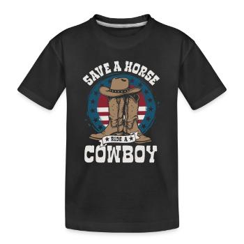 Save A Horse, Ride A Cowboy - Spruch - Kids' Premium Organic T-Shirt - black - Front
