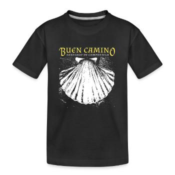 Buen Camino, scallop, Santiago de Compostela - Kids' Premium Organic T-Shirt - black - Front