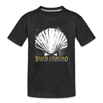 Buen Camino, scallop, Santiago de Compostela - Kids' Premium Organic T-Shirt - black - Front
