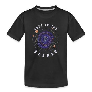 Lost in the Cosmos - Astronaut - Weltall - Kinder Premium Bio T-Shirt - Schwarz - Vorne