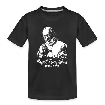 Papst Franziskus faltet die Hände und betet - Kinder Premium Bio T-Shirt - Schwarz - Vorne