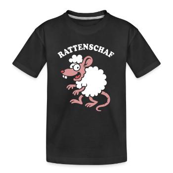 Rattenschaf - Wortspiel mit Ratte und Schaf - Kinder Premium Bio T-Shirt - Schwarz - Vorne