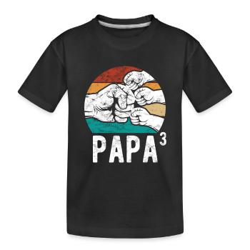 Papa von drei Kindern - Team - Familie - Kinder Premium Bio T-Shirt - Schwarz - Vorne