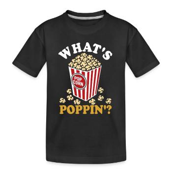Qu’est-ce qui saute ? Pop-corn frais - croustillant - T-shirt bio Premium Enfant - noir - Devant