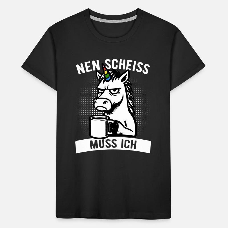 Freches Einhorn - Nen Scheiß muss ich - Kaffee Kinder Premium Bio T-Shirt