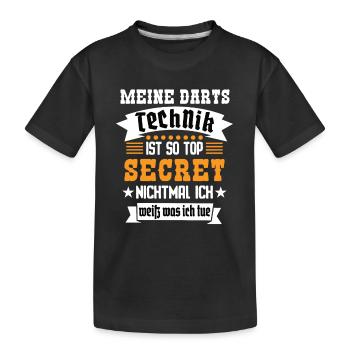 My Darts Technique Is Top Secret Funny Darts - Kids' Premium Organic T-Shirt - black - Front