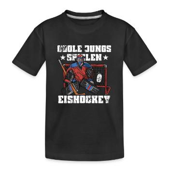 Coole Jungs Spielen Eishockey - Kinder Premium Bio T-Shirt - Schwarz - Vorne