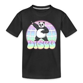 Panda Bär Tanzen Disco Party 70er Jahre Discokugel - Kinder Premium Bio T-Shirt - Schwarz - Vorne