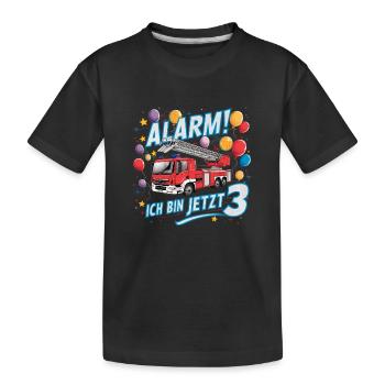Feuerwehrauto - Alarm Ich bin jetzt 3 - Kinder Premium Bio T-Shirt - Schwarz - Vorne