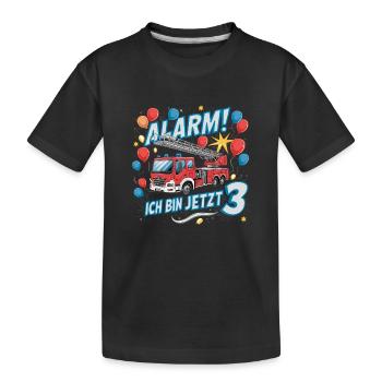 Feuerwehrauto - Alarm Ich bin jetzt 3 - Kinder Premium Bio T-Shirt - Schwarz - Vorne