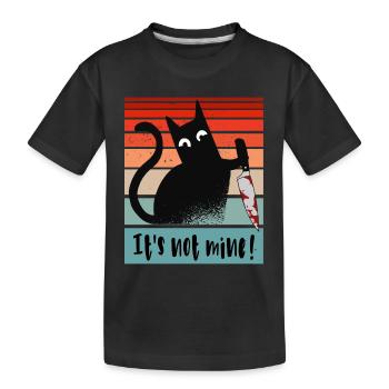 It’s not mine, Innocent Cat with knife - Kids' Premium Organic T-Shirt - black - Front