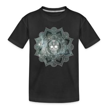 Mandala Skull - Kinder Premium Bio T-Shirt - Schwarz - Vorne