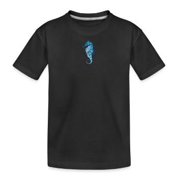 Seepferdchen mit Korallen,Muscheln und Seeanemonen - Kinder Premium Bio T-Shirt - Schwarz - Vorne