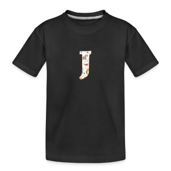 Letter J, Monogram, Animal Print - Kids' Premium Organic T-Shirt - black - Front