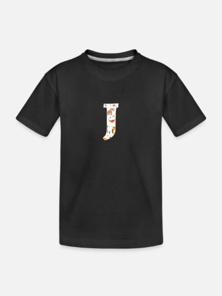Buchstabe J, Monogramm, Tiermuster - Kinder Premium Bio T-Shirt - Schwarz