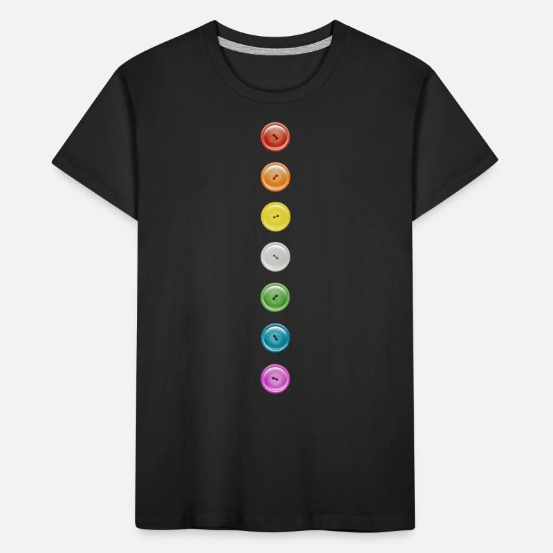 Button Buttons Rainbow 7 Dots Funny Button Row Kids' Premium Organic T-Shirt