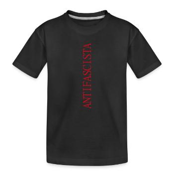 Antifascista lettering vertical in red lettering - Kids' Premium Organic T-Shirt - black - Front