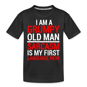 Lustiges mürrisches altes Mann-Sarkasmus-T-Shirt - Kinder Premium Bio T-Shirt - Schwarz - Vorne