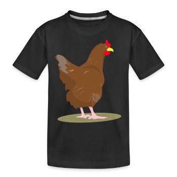 HUHN - HAHN - EIER - Kinder Premium Bio T-Shirt - Schwarz - Vorne