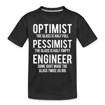 Ingénieur optimiste pessimiste T-shirt drôle de Witty - T-shirt bio Premium Enfant - noir - Devant