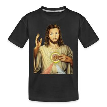 Bitcoin Jesus - Kinder Premium Bio T-Shirt - Schwarz - Vorne