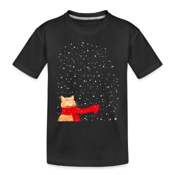 Schneekatze getigert - Kinder Premium Bio T-Shirt - Schwarz - Vorne