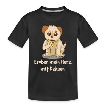 Erober mein Herz mit Keksen <3 Hund Tiere - Kinder Premium Bio T-Shirt - Schwarz - Vorne