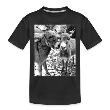 Two donkeys - Kids' Premium Organic T-Shirt - black - Front