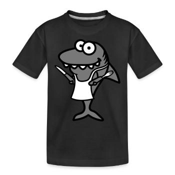 hai essen besteck lecker hunger schuerze kueche ch - Kinder Premium Bio T-Shirt - Schwarz - Vorne