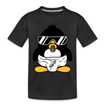 pinguin baby kind schnuller windel sonnenbrille lu - Kinder Premium Bio T-Shirt - Schwarz - Vorne