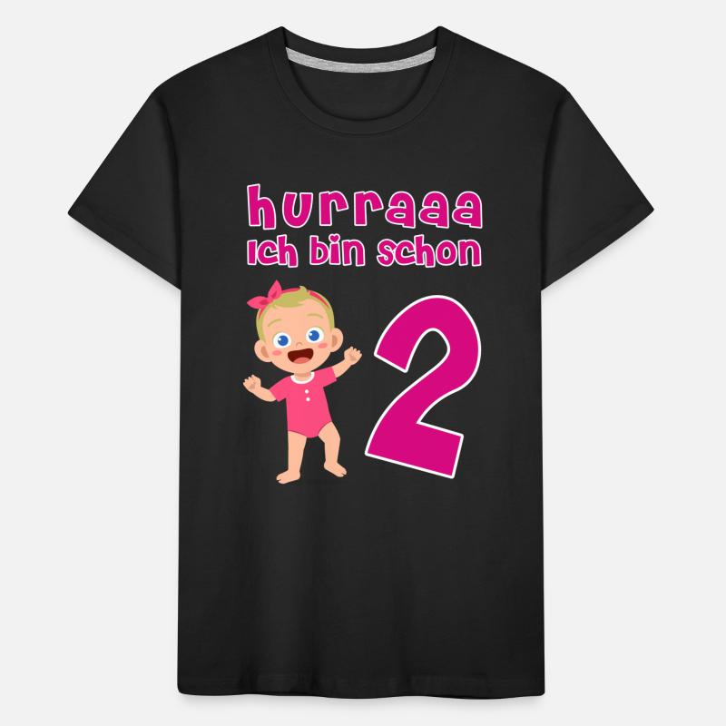 Hurra Ich Bin Zwei Geschenk Mädchen 2. Geburtstag Kinder Premium Bio T-Shirt