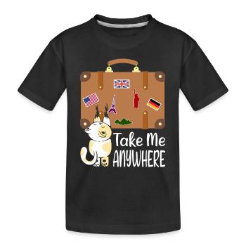 Reisen Koffer Katze Urlaub Trip Auswandern Sommer - Kinder Premium Bio T-Shirt - Schwarz - Vorne
