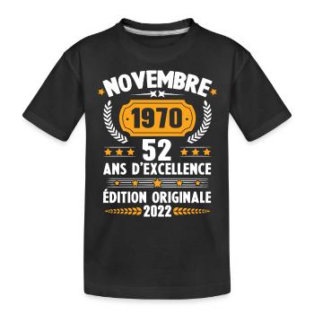 Cadeau D'anniversaire Rétro 52 Ans Novembre 1970 - T-shirt bio Premium Enfant - noir - Devant