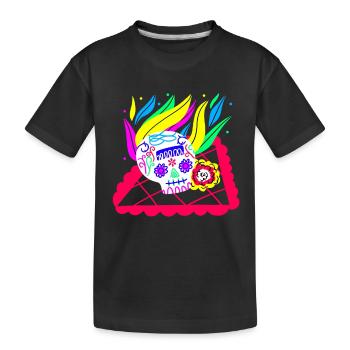 Mexikanischer Schädel - Kinder Premium Bio T-Shirt - Schwarz - Vorne