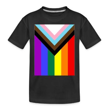 Drapeau de la fierté arc-en-ciel - T-shirt bio Premium Enfant - noir - Devant