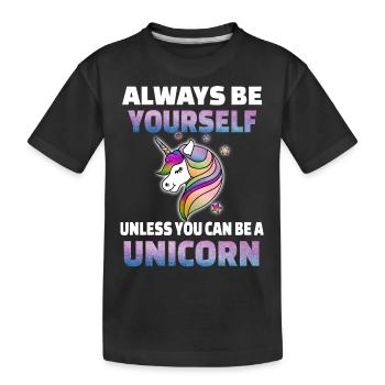 Unicorn be yourself - Kids' Premium Organic T-Shirt - black - Front