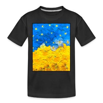 Pensées. Image de fleurs. Drapeau de l’Ukraine. UA Art - T-shirt bio Premium Enfant - noir - Devant