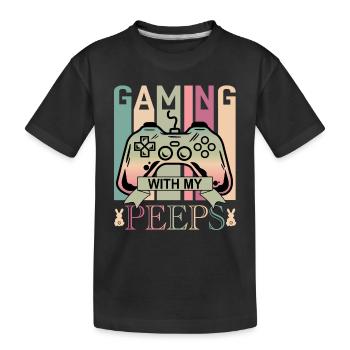 Gaming With My Easter Peeps Funny Gaming Gamer - Kids' Premium Organic T-Shirt - black - Front