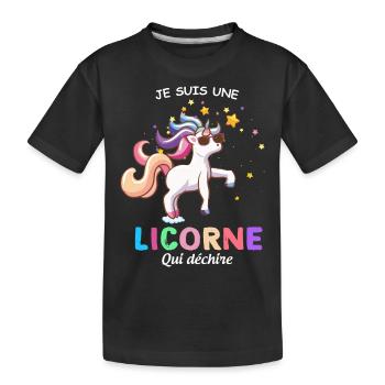La Licorne Qui Déchire Idée Cadeau Cool - T-shirt bio Premium Enfant - noir - Devant