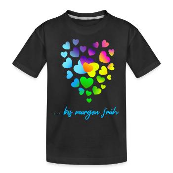 Herzen bunte Herzen Herzen Haufen - Kinder Premium Bio T-Shirt - Schwarz - Vorne