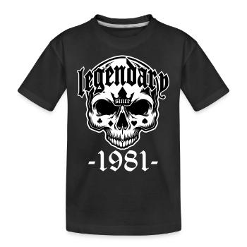 Legendär seit 1981 - Totenkopf | Farben änderbar - Kinder Premium Bio T-Shirt - Schwarz - Vorne
