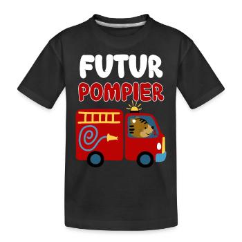 Futur Pompier Pour Mon Petit Héros De Fils - T-shirt bio Premium Enfant - noir - Devant