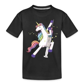 Unicorn with glitter syringe vaccination child baby doctor - Kids' Premium Organic T-Shirt - black - Front