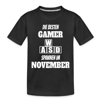 Game Gaming Geburtstag November Konsole Controller - Kinder Premium Bio T-Shirt - Schwarz - Vorne
