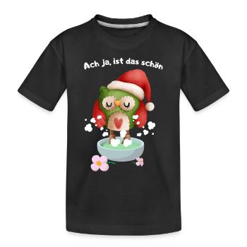 Ach ja ist das schön - Fußbad Weihnachten Eule - Kinder Premium Bio T-Shirt - Schwarz - Vorne
